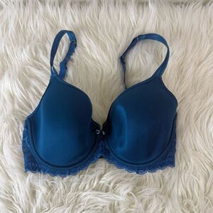 Chantelle Midnight Blue Lace Trim Bra 32DD